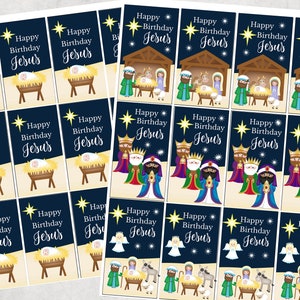 Happy Birthday Jesus Favor Tags: Nativity Party (PDF & JPG)