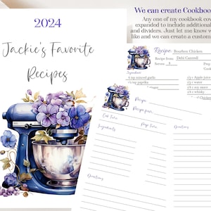 Editable Personalized Family Recipe Binder Cover: Floral Cookbook ...