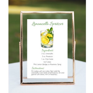 Limoncello Spritzer Rezeptkarte, Limoncello Spritz Rezeptkarte Sofortiger Download und Druck. Wir können personalisieren und Größe 8 "x 10" machen."