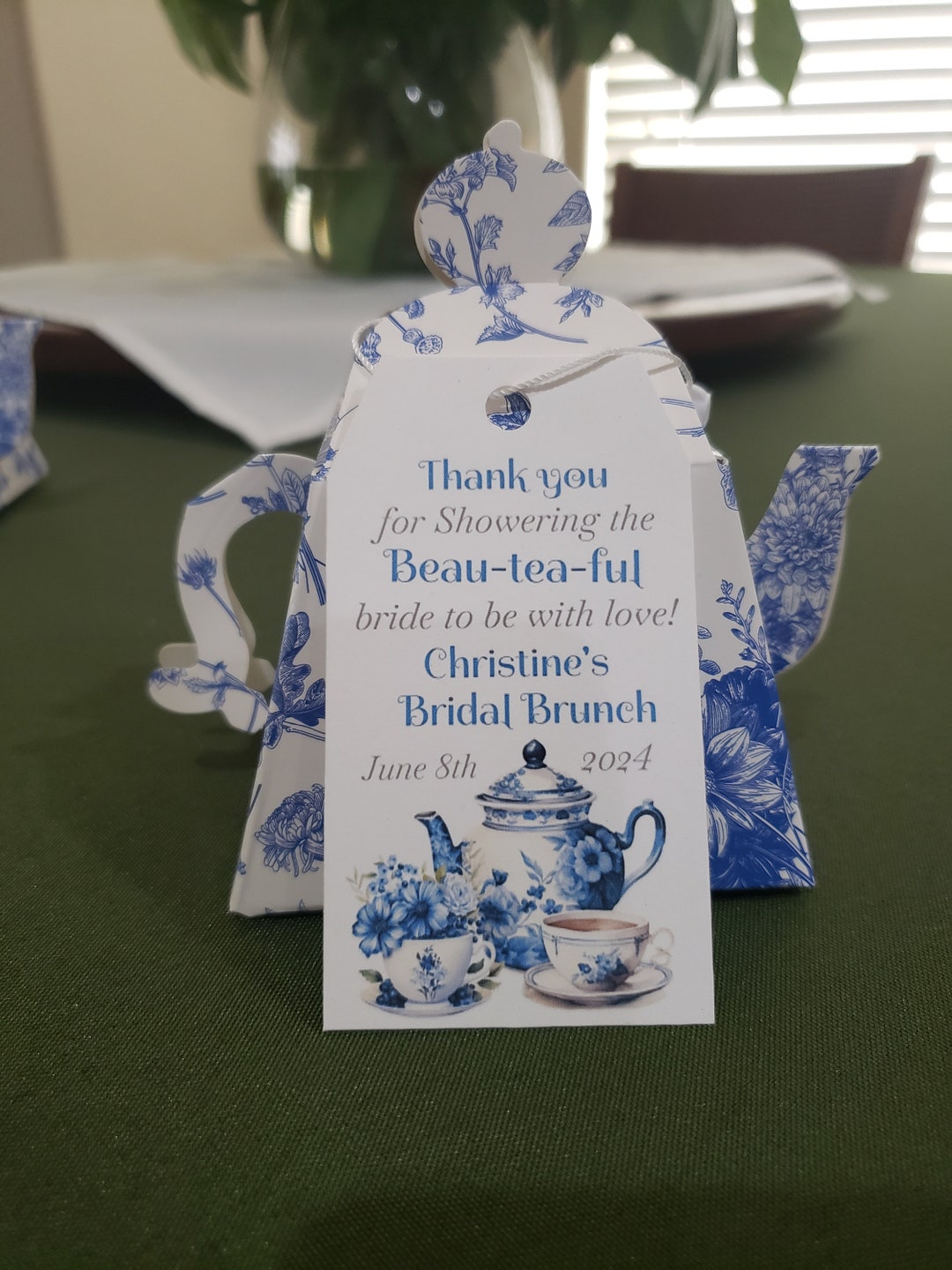 Blue Tea Party Bridal Shower Favor Tag (digital Download) - Etsy