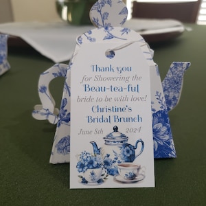 Blue Tea Party Bridal Shower Favor Tag (Digital Download)