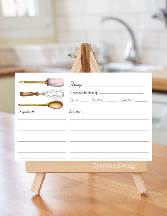 Printable Recipe Card Download and Print Recipe Card Bridal | Etsy