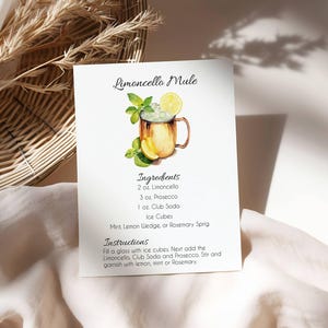 Tarjeta de receta de Limoncello Mule: Receta de cóctel imprimible (descarga digital)