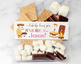 Christian S'more Treat Bag Topper | Jesus Valentine's Day Sunday School Craft (Digital Download)
