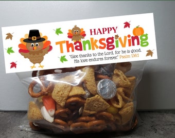 Thanksgiving Blessing Snack Mix Tag: Printable Favor Card (Digital Download)