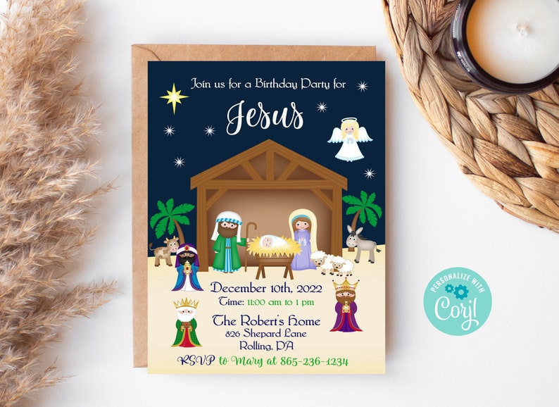 Happy Birthday Jesus Invitation Bundle Editable Birthday - Etsy