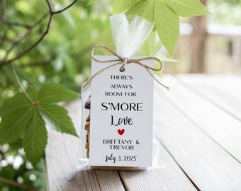 S'more Love bröllopsfavoritetikett | Redigerbar S'mores bröllopsfavoritetikett | Utskrivbara bröllopsfavoritetiketter | Direktnedladdning