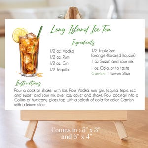 Receta de té helado Long Island: Guía de cócteles imprimible (descarga digital)