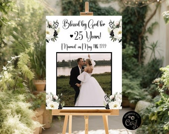 Segno del 25° anniversario di matrimonio/Benedetto da Dio per 25 anni/Segno dell'anniversario modificabile