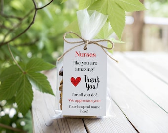 Nurse Appreciation Gift Tags, Nurses Week Thank You Tags, 4 Editable Nurse Favor Tags, Hospital Staff Gift, Corjl Printable Template