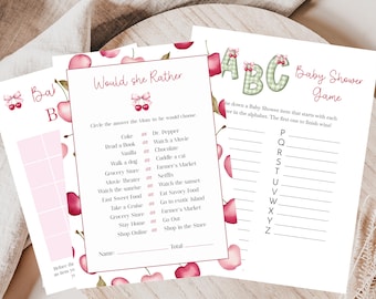 Kers op de taart babyshowergames: bingo, ABC-spel (digitale download, pdf)