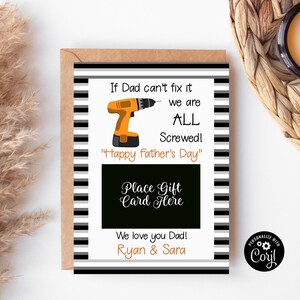 Funny Father&#39;s Day Card: Gift Card Holder, Editable Design (Digital Download)