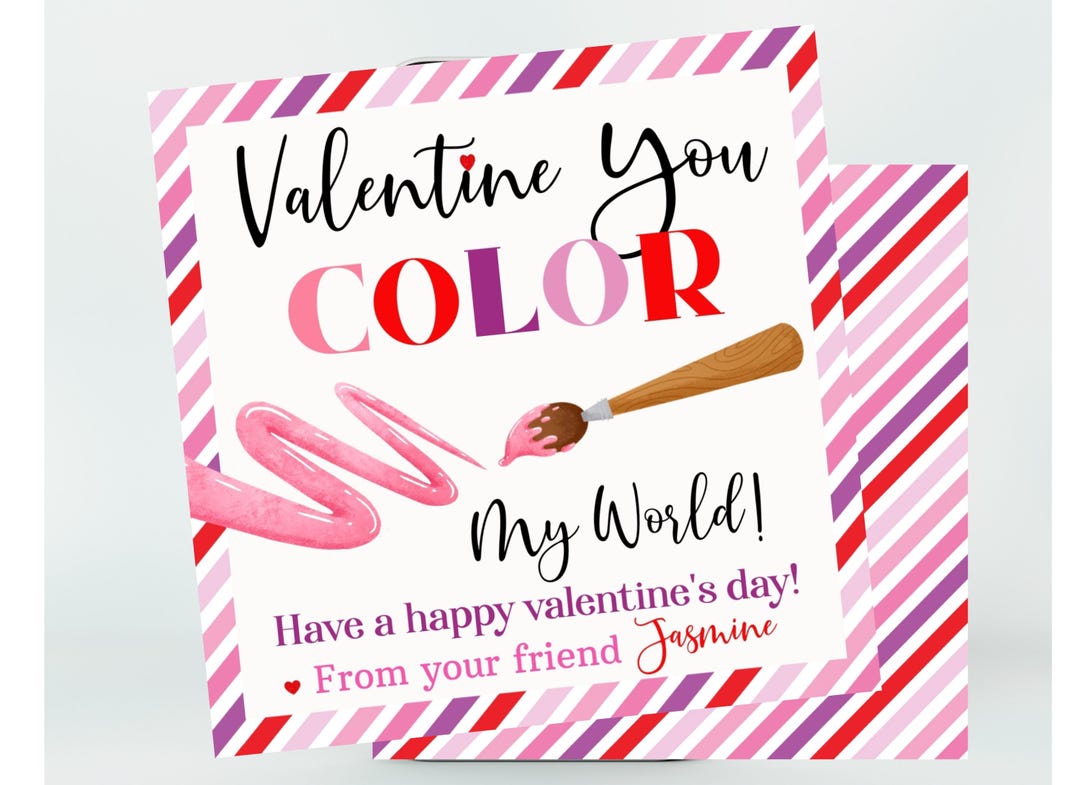 You Color My World Valentine's Gift Tag / Editable Digital Download ...