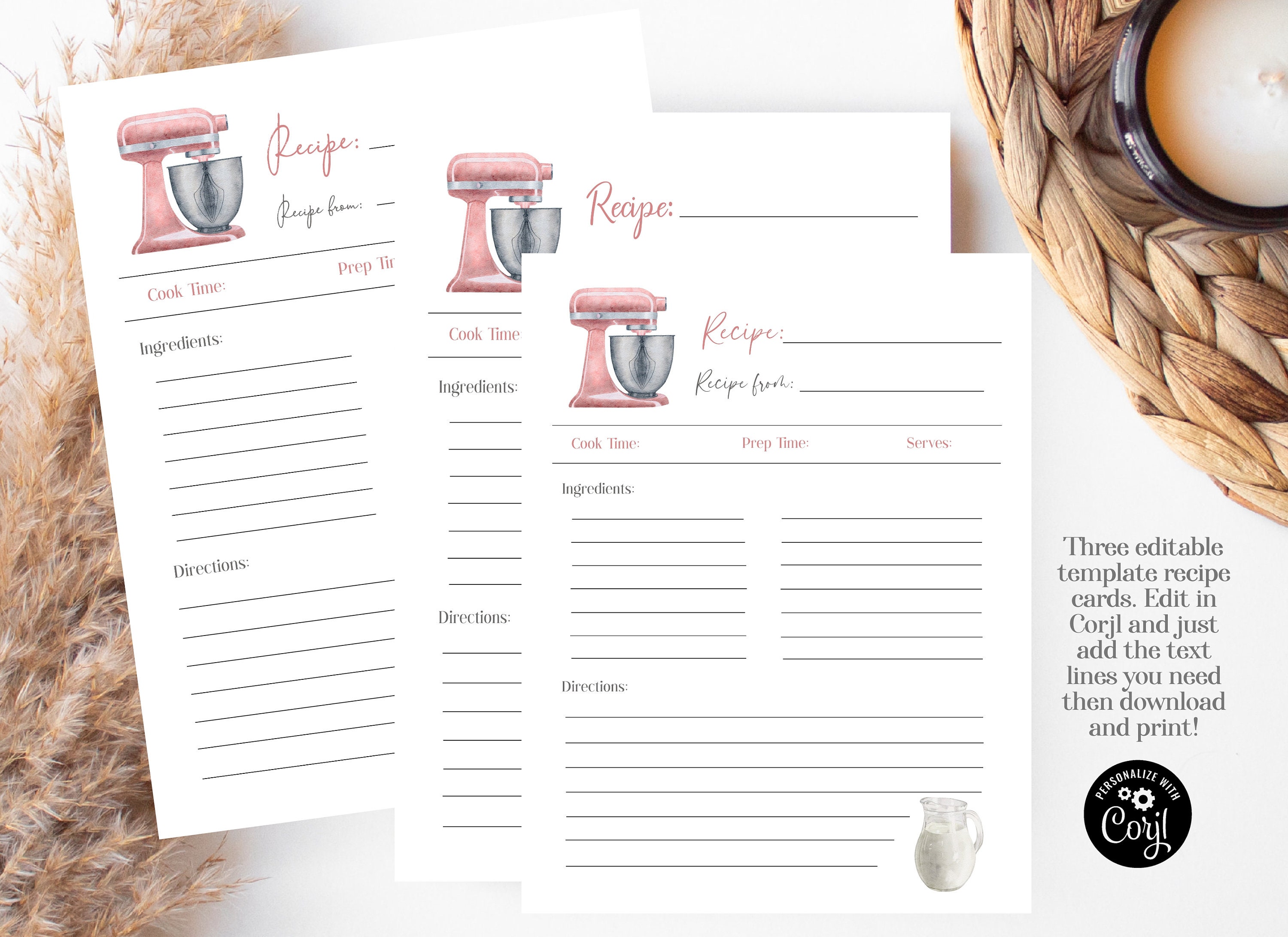 Editable Full Page Recipe Card: 8.5