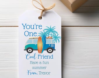 Editable Summer Friend Gift Tag: Surf Van Printable (Digital Download)