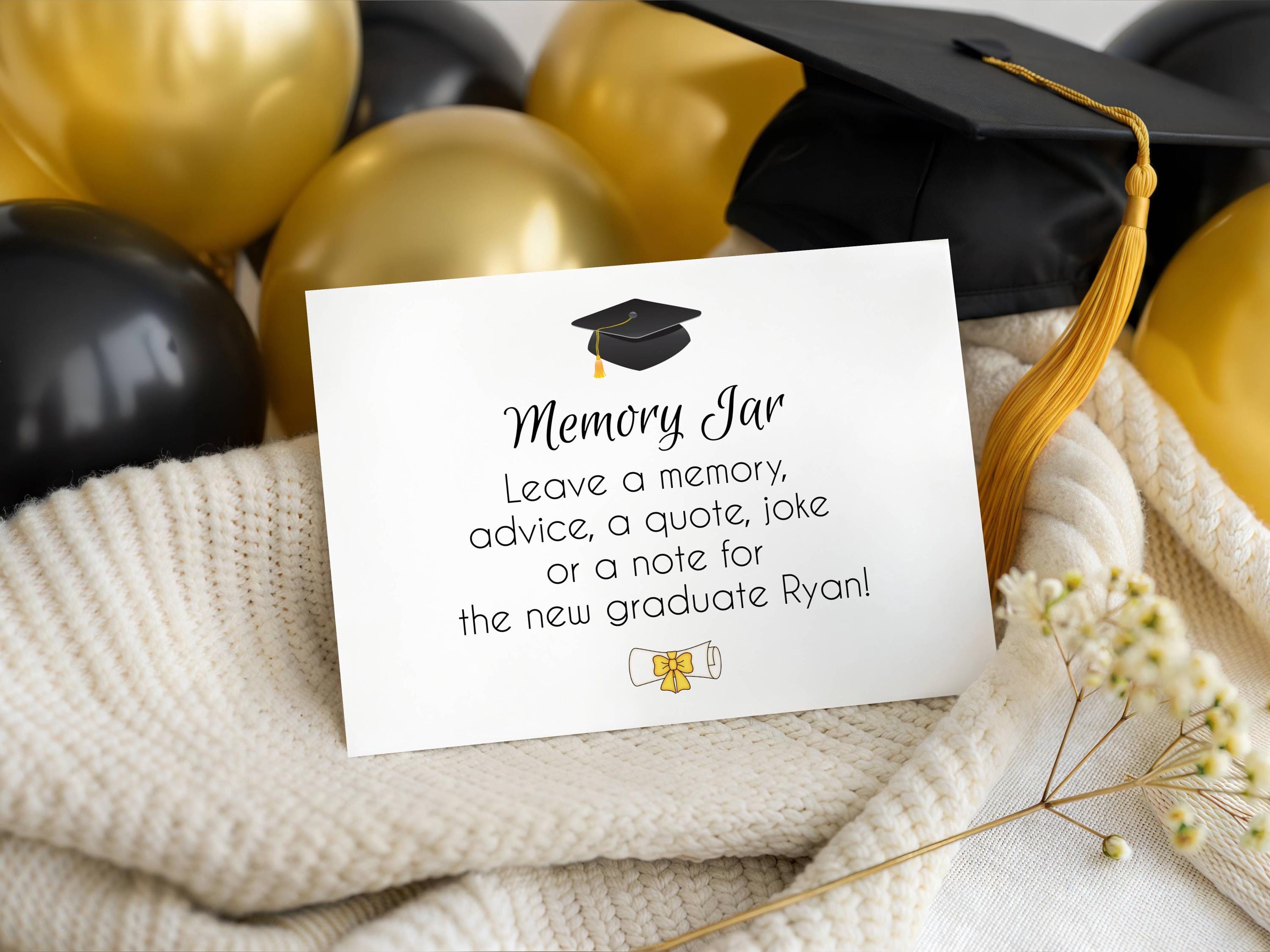 Graduation Memory Jar Sign & Note Cards Bundle | Editable