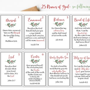 Tarjetas didácticas de los nombres de Dios que se pueden usar en Navidad para ayudar a los niños a recordar los nombres de Dios. Descarga digital y artículo para imprimir.