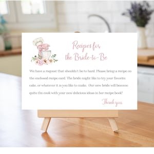 Breng een receptenkaart mee, Instant Download recept voor bruidsdouche, invoeging van het verzoek, afdrukbare kaart, doe-het-zelfrecept, printrecept.