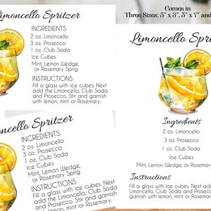 Limoncello Drinkkaart voor bruiloft of bruidsdouche / Limoncello Recept Drinkkaart digitale download en print