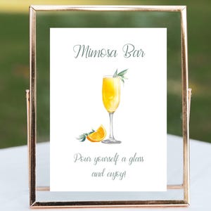 Mimosa Display Sign 5" x 7" and 8" x 10" / Mixology Drink Mimosa / Personalized Drink Sign Mimosa
