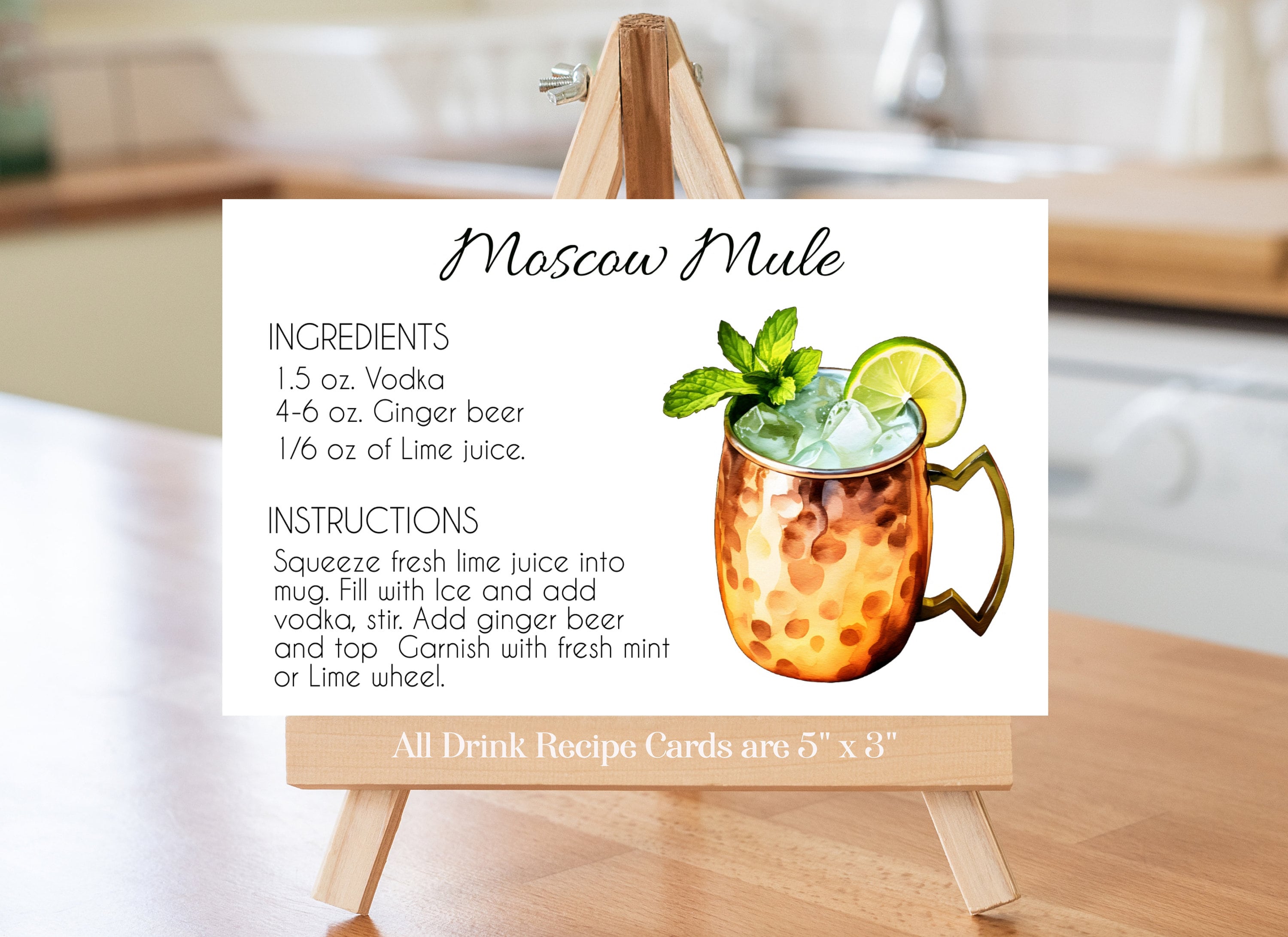 Set de recetas de Moscow Mule: 5 diseños (Descarga digital)