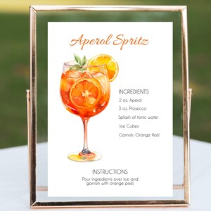 Nuova ricetta del drink Aperol Spritz / Ricette Mixology e cartello da bar Aperol Spritz da 5" x 3" e 6" x 4" con 5" x 7" e 8" x 10".