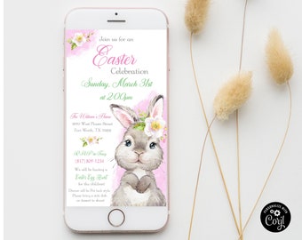 Editable Cell Phone Easter Invitation edit in Corjl / Text Invitation for Easter easy to edit in Corjl / Text Easter Egg Hunt Invitation