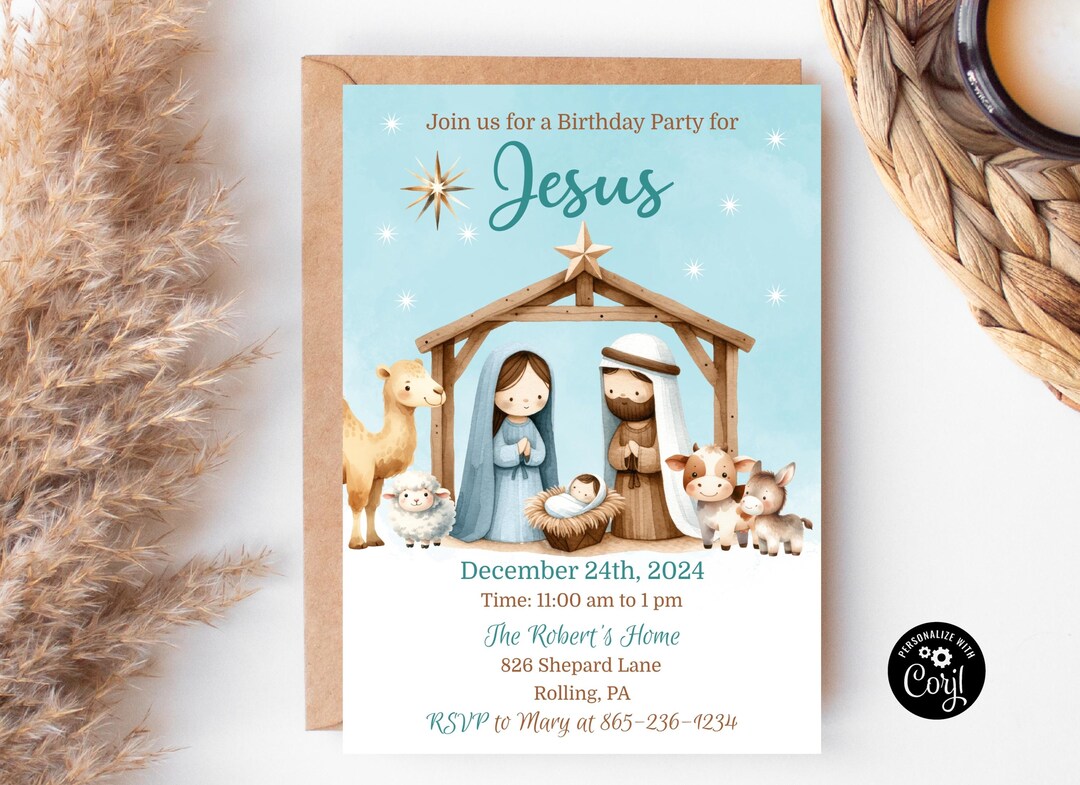 Happy Birthday Jesus Invitation, Editable Birthday Party for Jesus ...
