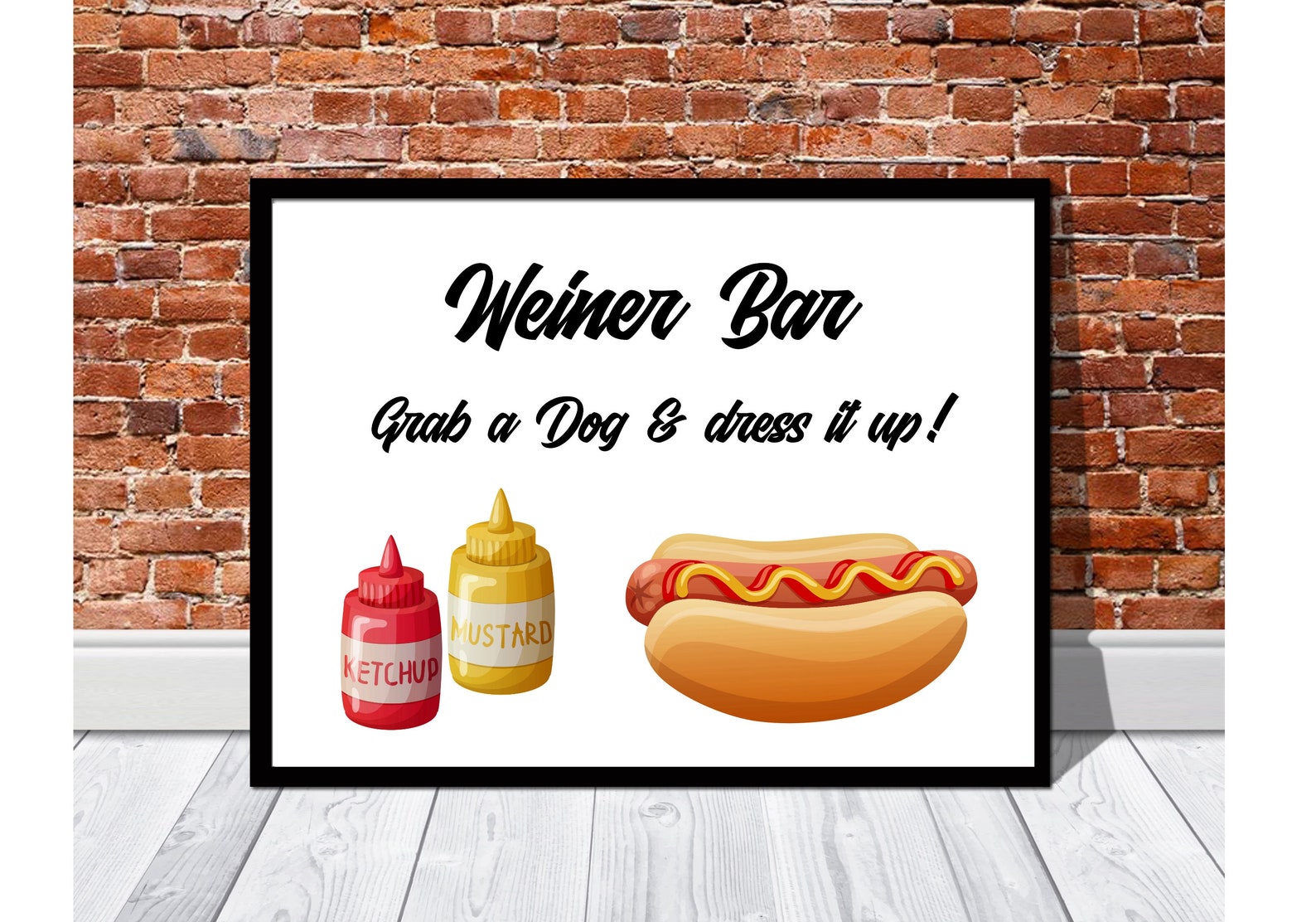 Printable Hot Dog Bar Sign, Printable Table Sign, Hot Dog Sign Dress It ...