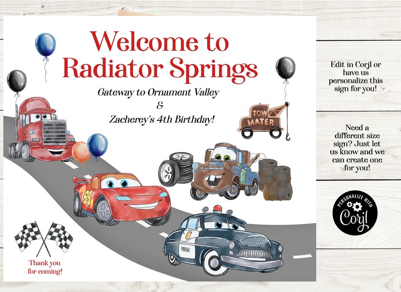 Cars Lightning Mcqueen Birthday Sign Mcqueen Birthday Party - Etsy