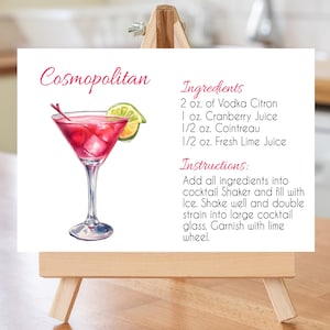 Cosmopolitan Cocktail Recipe Card: Printable Drink Guide (PDF)