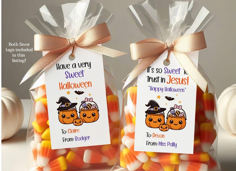 Printable Halloween Treat Tags - "it's so Sweet to Trust in Jesus ...