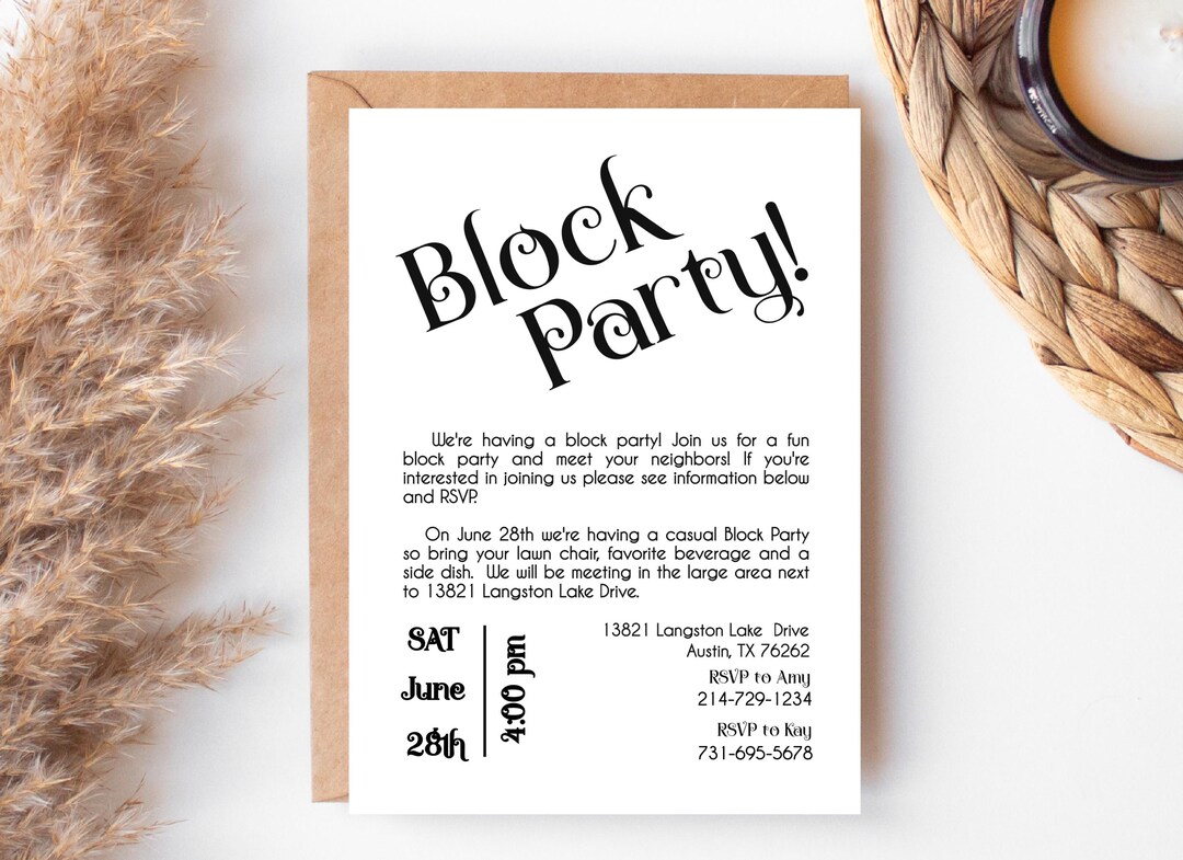 Editable Block Party Flyer & Invitation Set (corjl Digital Download) - Etsy