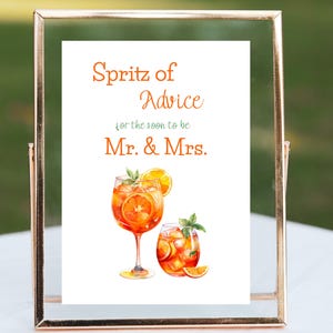 Spritz Theme Bridal Shower Advice Sign & Cards / Advice Cards for the Bride-to-be / Apreol Spritz Advice Sign and cards.