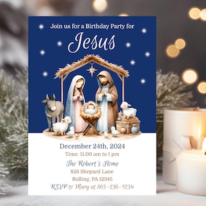 Editable Birthday Party for Jesus Invitation / Printable Happy Birthday ...