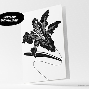 Descarga instantánea tarjeta de flor de lilly / tarjeta de flor de lilly / Día de la Madre / Boda / Aniversario / Cumpleaños / Tarjeta PDF A4 / Tarjeta de último minuto.