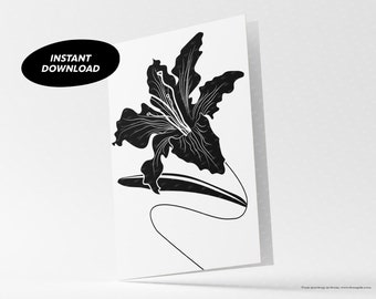 Instant Download lilly flower card | lilly flower card | Mothers Day | Wedding | Anniversary | Birthday | A4 PDF card | Last minute Card.