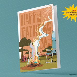 Tarjeta de camping del día del padre / Tarjeta del día del padre inspirada en el aire libre / Tarjeta del día del padre con temática de camping / Descarga digital instantánea.