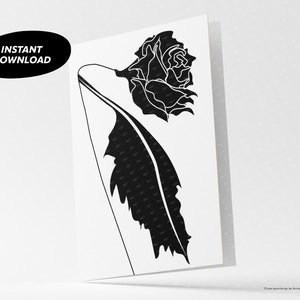 Descarga instantánea tarjeta de flor de rosa / Tarjeta de rosa / Día de la madre / Boda / Aniversario / Cumpleaños / Tarjeta PDF A4 / Tarjeta de último minuto.