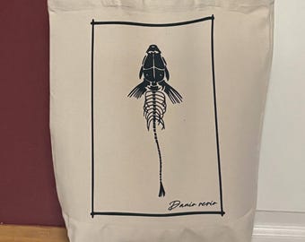 Bolso Tote Pez Cebra / Esqueleto de Danio rerio