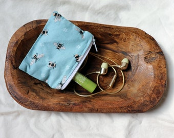 Small zipper pouch | Blue with bees