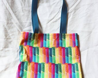 Bolsa de tela de algodón con motivos científicos / Tubos de ensayo arcoíris
