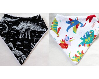 Babero Bandana para Bebé / Dinosaurios, redimensionable