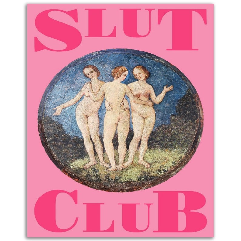 Feminismus Poster Spruch Bild Slut Club Pinke Wandkunst Deko Trend Feministischer Kunstdruck Slut Poster Typografie Druck Bild 6