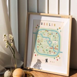 Berlin Poster: Berlin Stadtplan- Kunstdruck - Reiseerinnerung