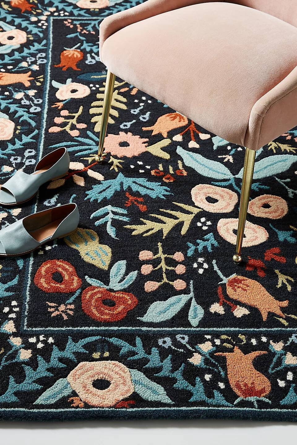 Rifle Paper Co Les Fleurs Lourdes Rug 100 New Zealand Woolen Etsy