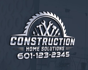 Custom Construction Logo Design: Handyman, Roofing, Architect, Contracting, Builders, Hammer