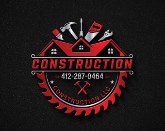 Custom Construction & Handyman Logo Design: Roofing, Renovation, Home Remodeling, Contracting, Architect, Builder, Hammer, Real Estate