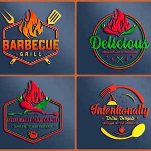 Ich entwerfe Restaurant, Essen, Küche, Grill, Grill, Bäckerei, Gastronomie, Geschäft, Bar, Café, Menükarte modernes 3D-Logo für Ihr Unternehmen