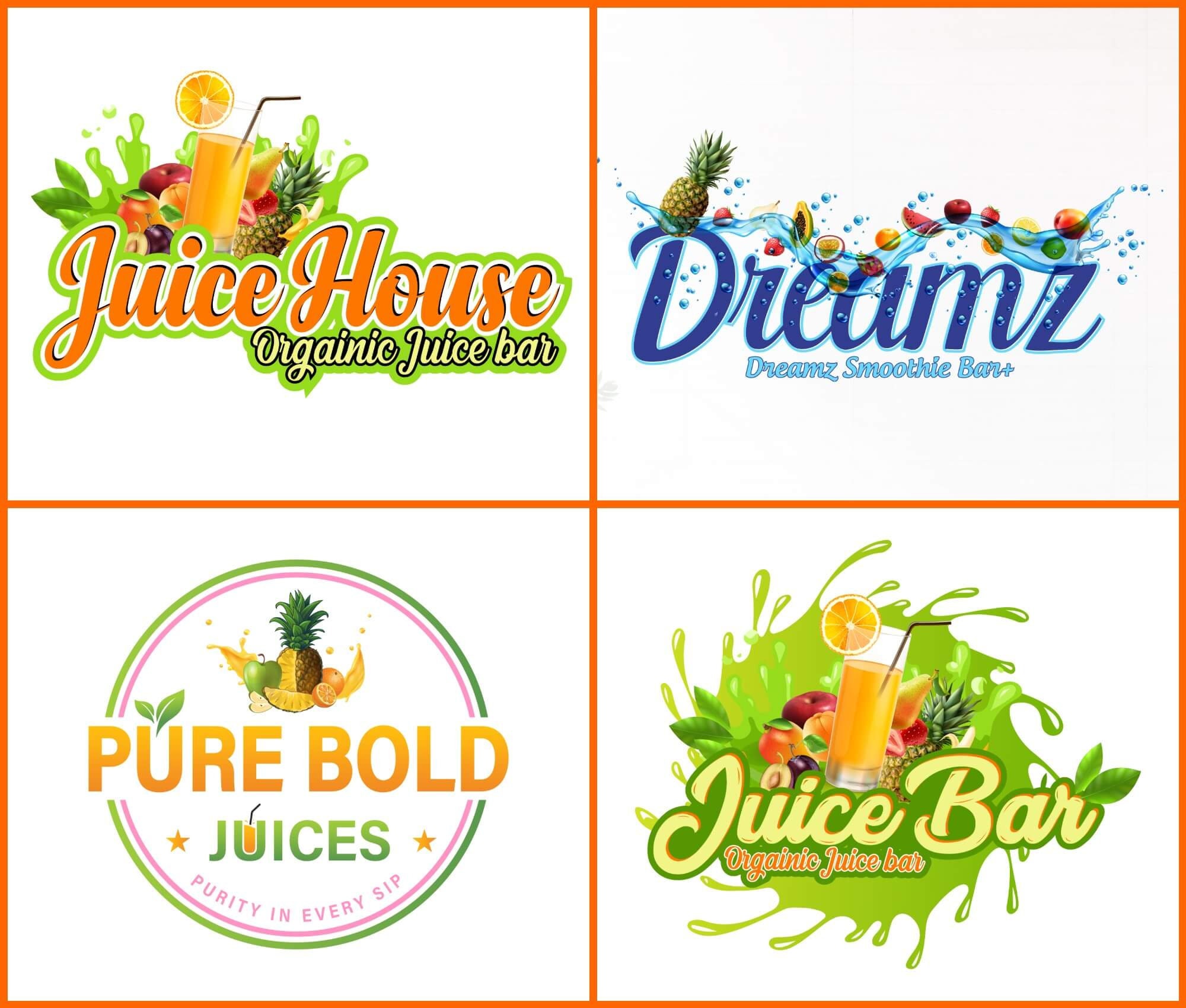 Juice Bar Logo Fresh Juice Logo Organic Juice Logo Healthy Juice Logo